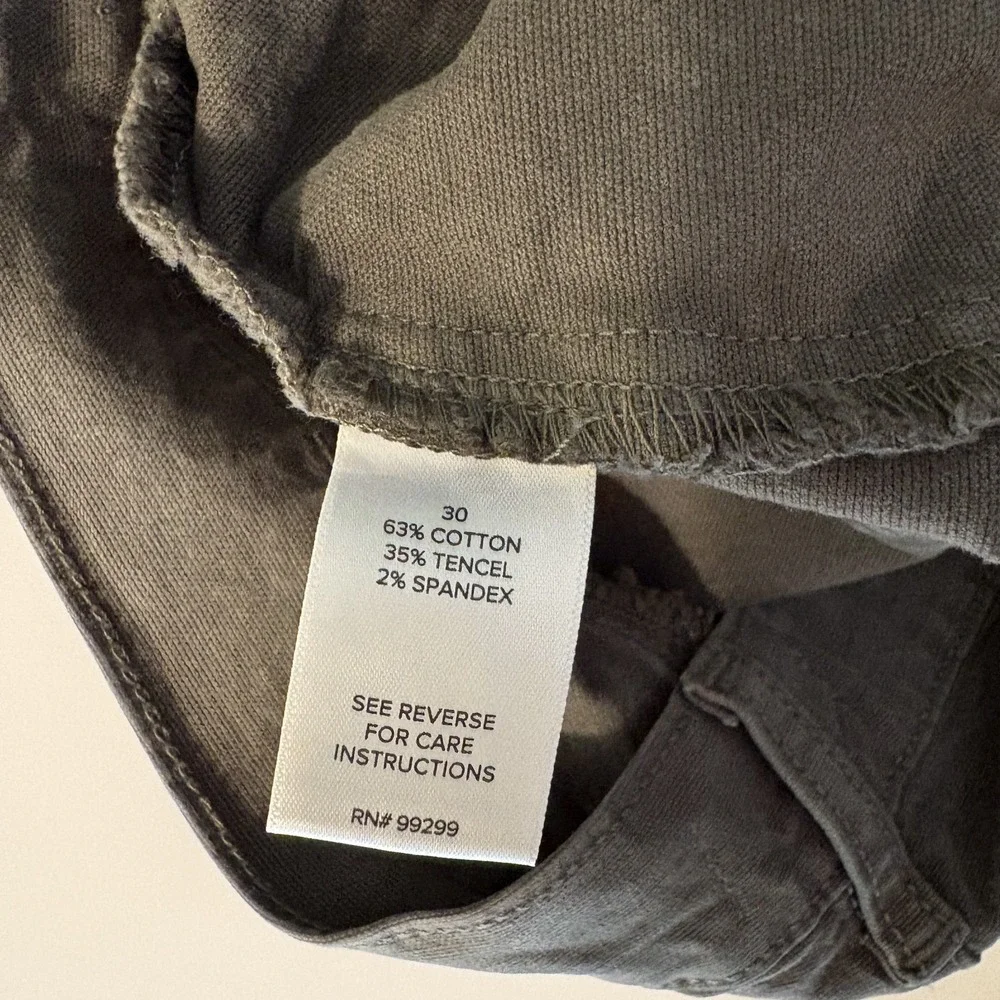 Evereve Emerson Barrel Leg Ankle Pants Olive Green Size 30 Cotton Stretch Casual